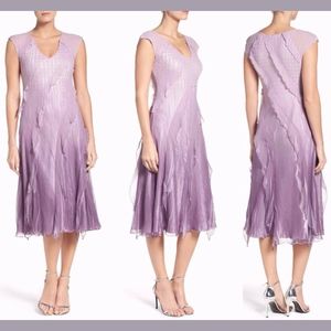 NEW‎ KOMAROV Chiffon A-Line Dress Ruffle Purple Violet Ice [SZ Large ]